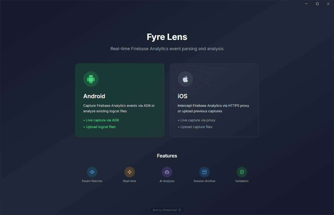 Pick your platform — connect Android via ADB or iOS via HTTPS proxy.
